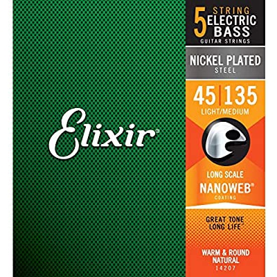 Elixir 14207 Nanoweb Light Medium 5 Telli Bas Gitar Teli (45-135) 3