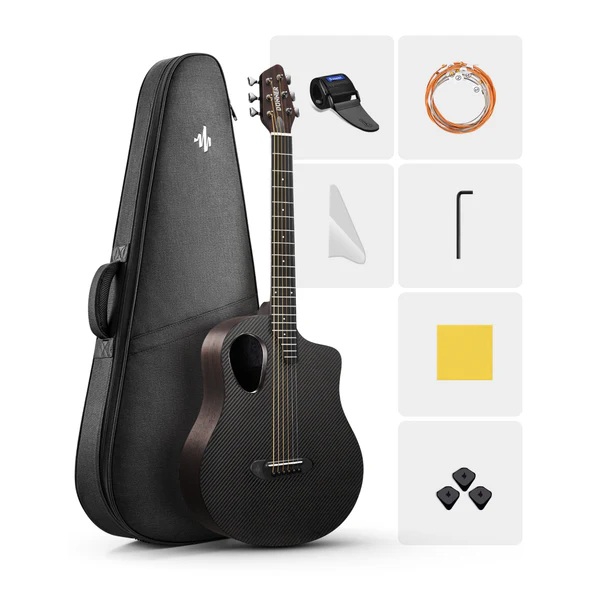 Donner RISING-G1 Carbon Fiber Akustik Gitar Seti (Mat Kahverengi) 1