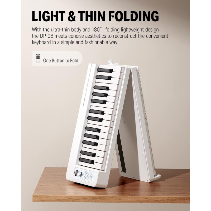 Donner DP-06 Katlanabilir Dijital Piyano (Beyaz) 2