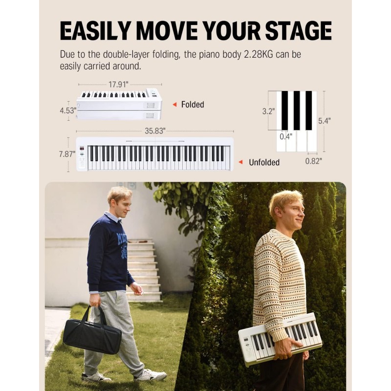 Donner DP-06 Katlanabilir Dijital Piyano (Beyaz) 7