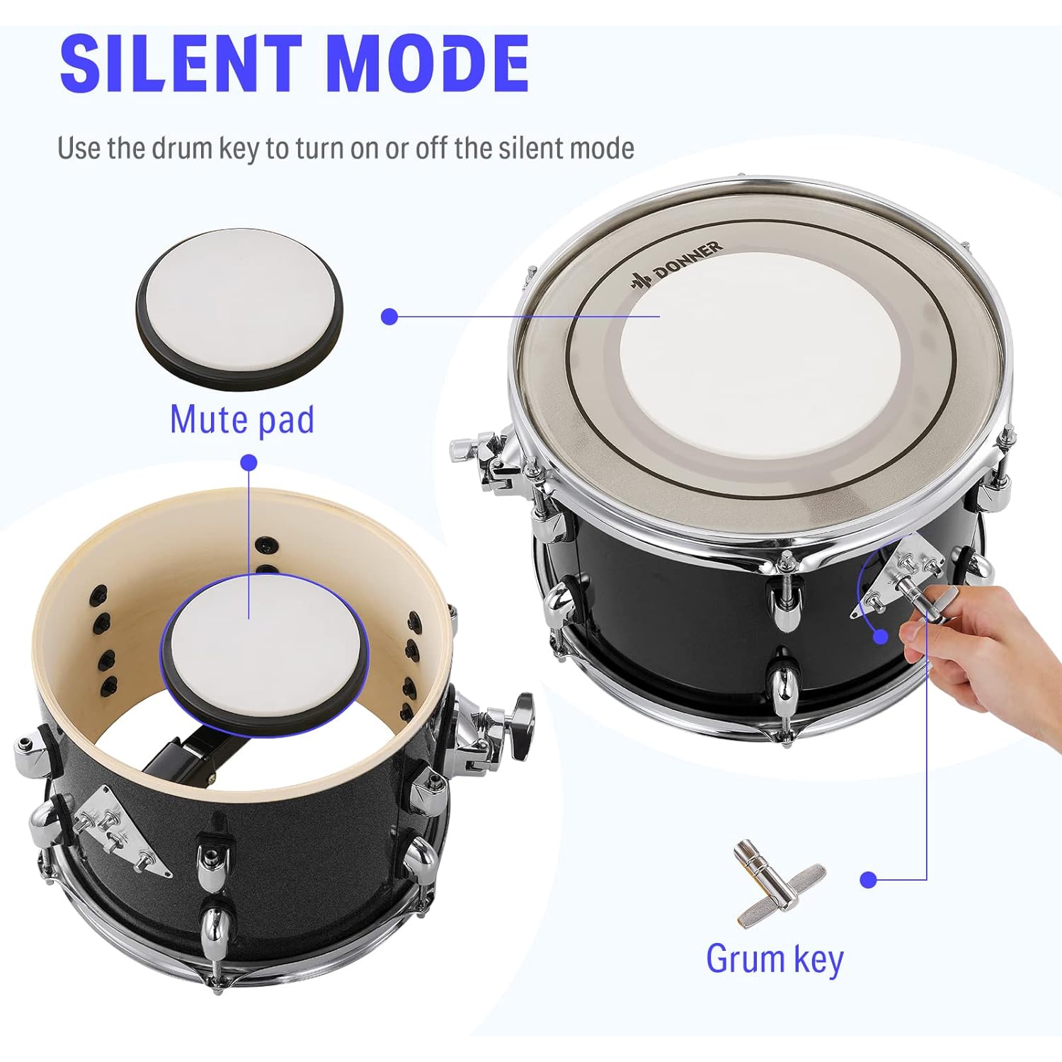 Donner DDS-520 5-Parça 22" Akustik Davul (Siyah) 2