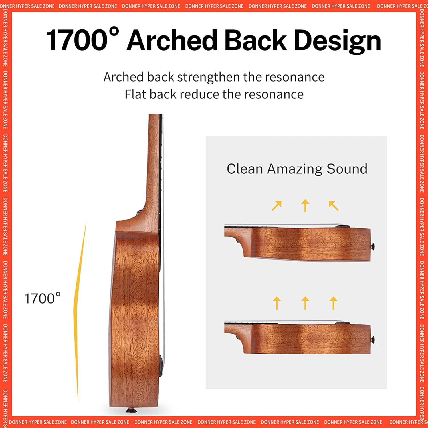 Donner DUC-100 Concert Ukulele Mahogany Ukulele Paketi 2