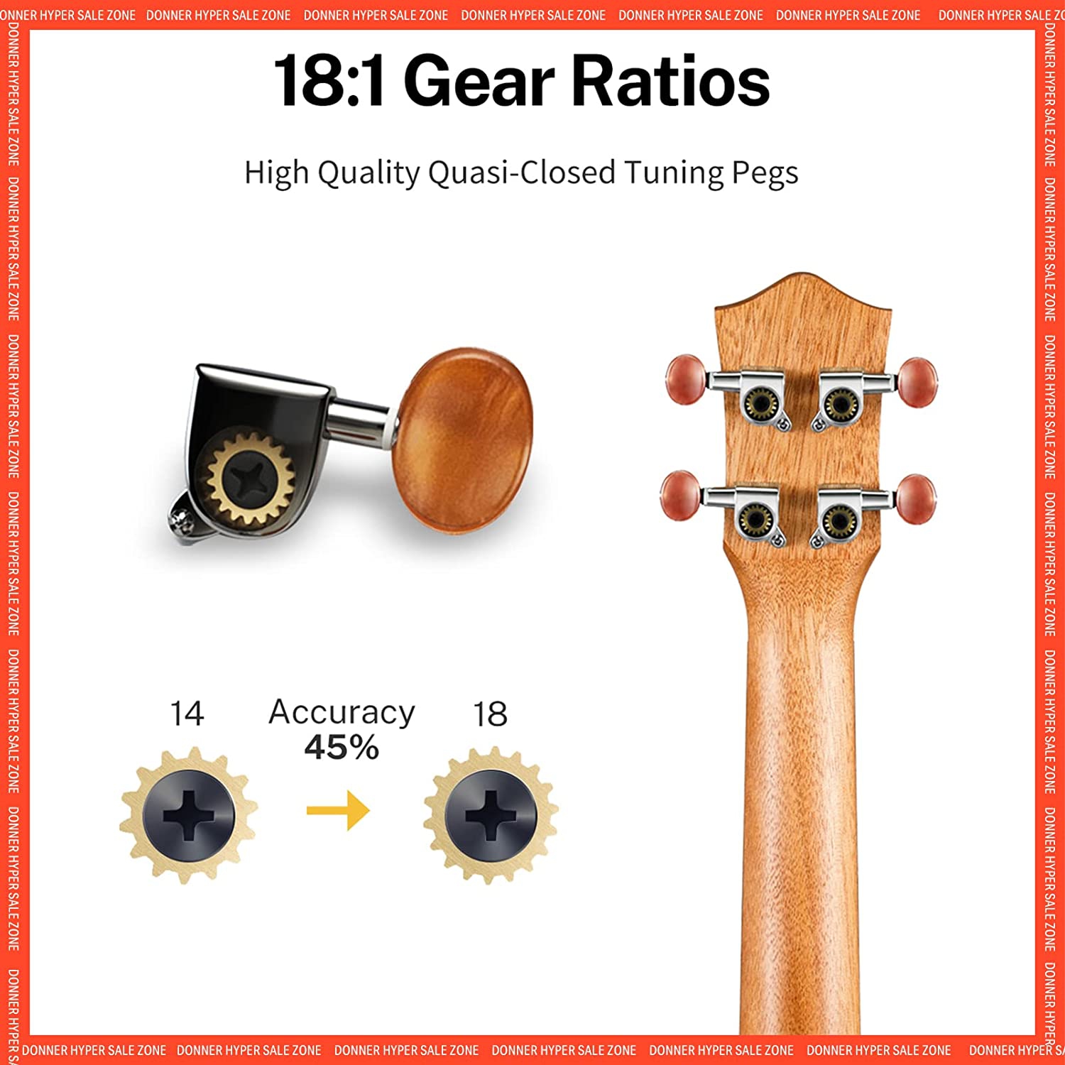 Donner DUC-100 Concert Ukulele Mahogany Ukulele Paketi 4