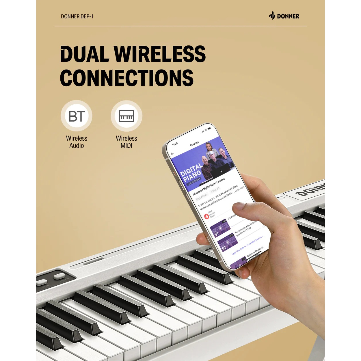 Donner DEP-1 Taşınabilir Dijital Piyano (Beyaz) 5
