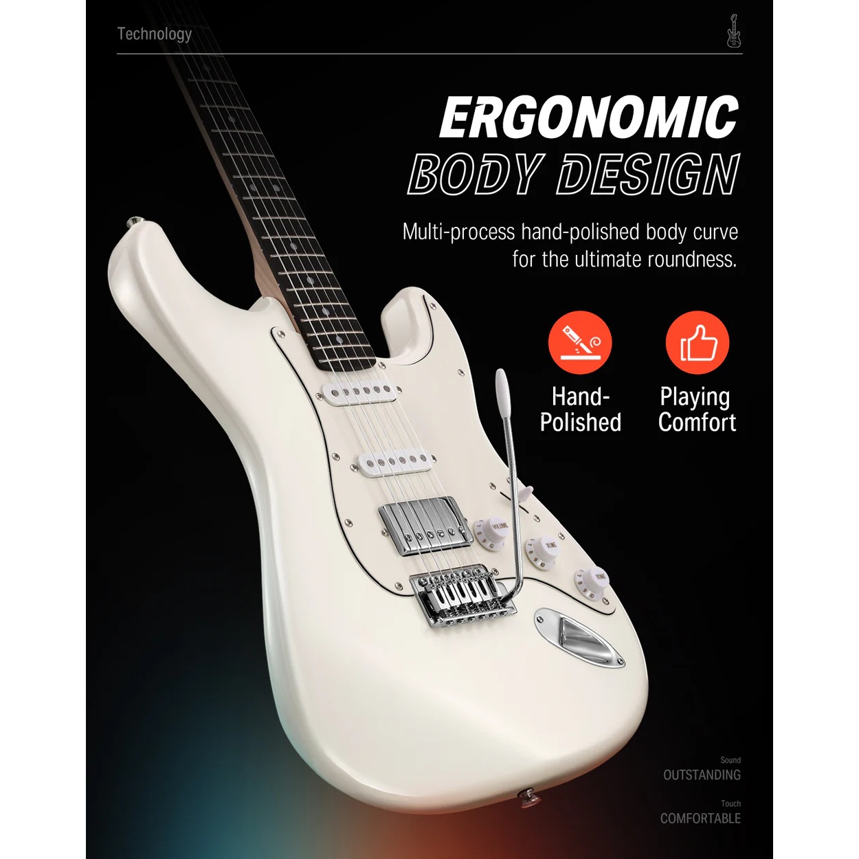 Donner DST-152W Elektro Gitar (Beyaz) 3