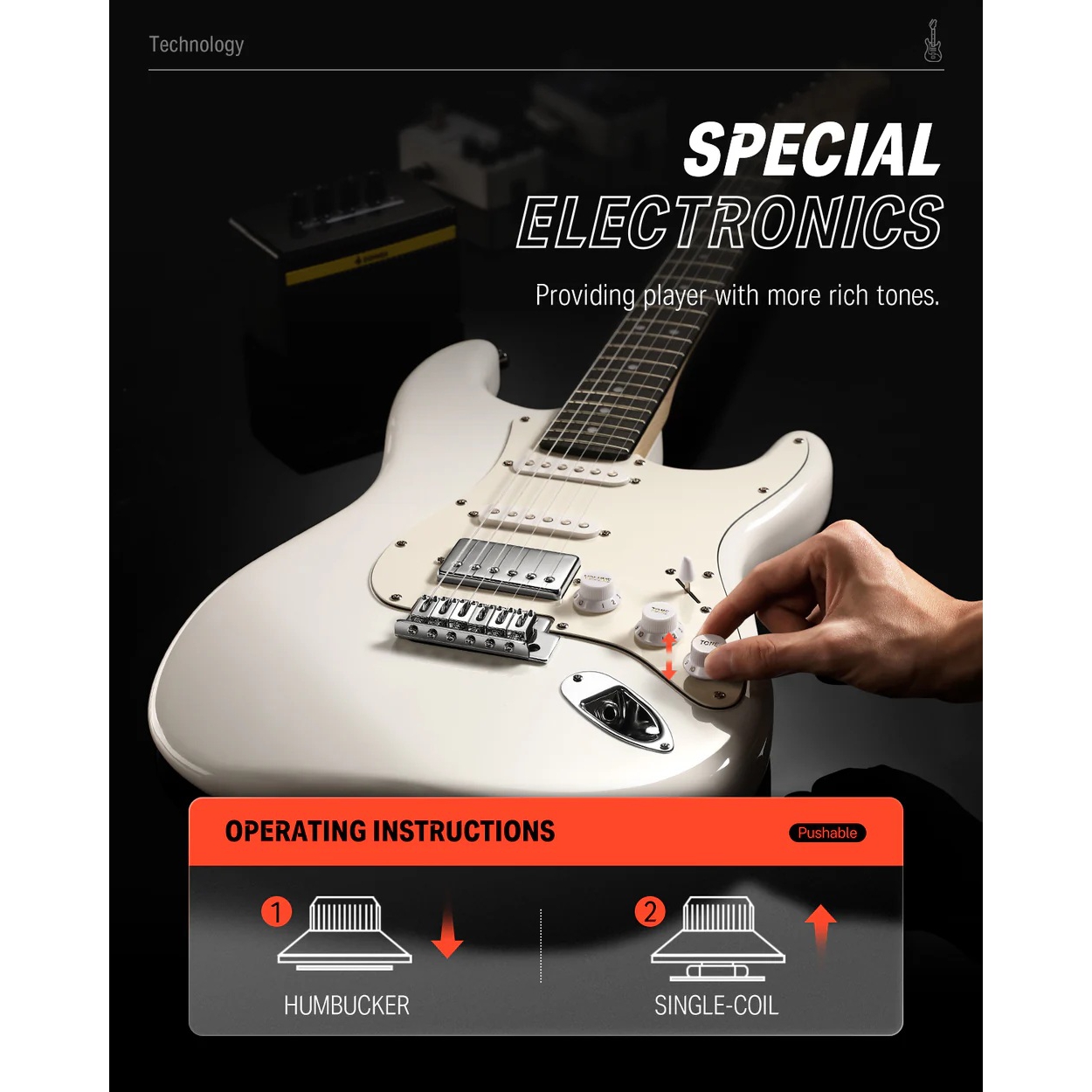 Donner DST-152W Elektro Gitar (Beyaz) 5