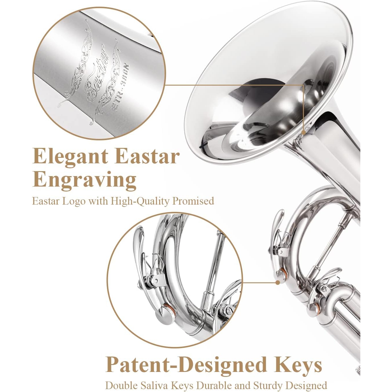 Eastar ETR-380N Standard Si Bemol Trompet (Silver) 2