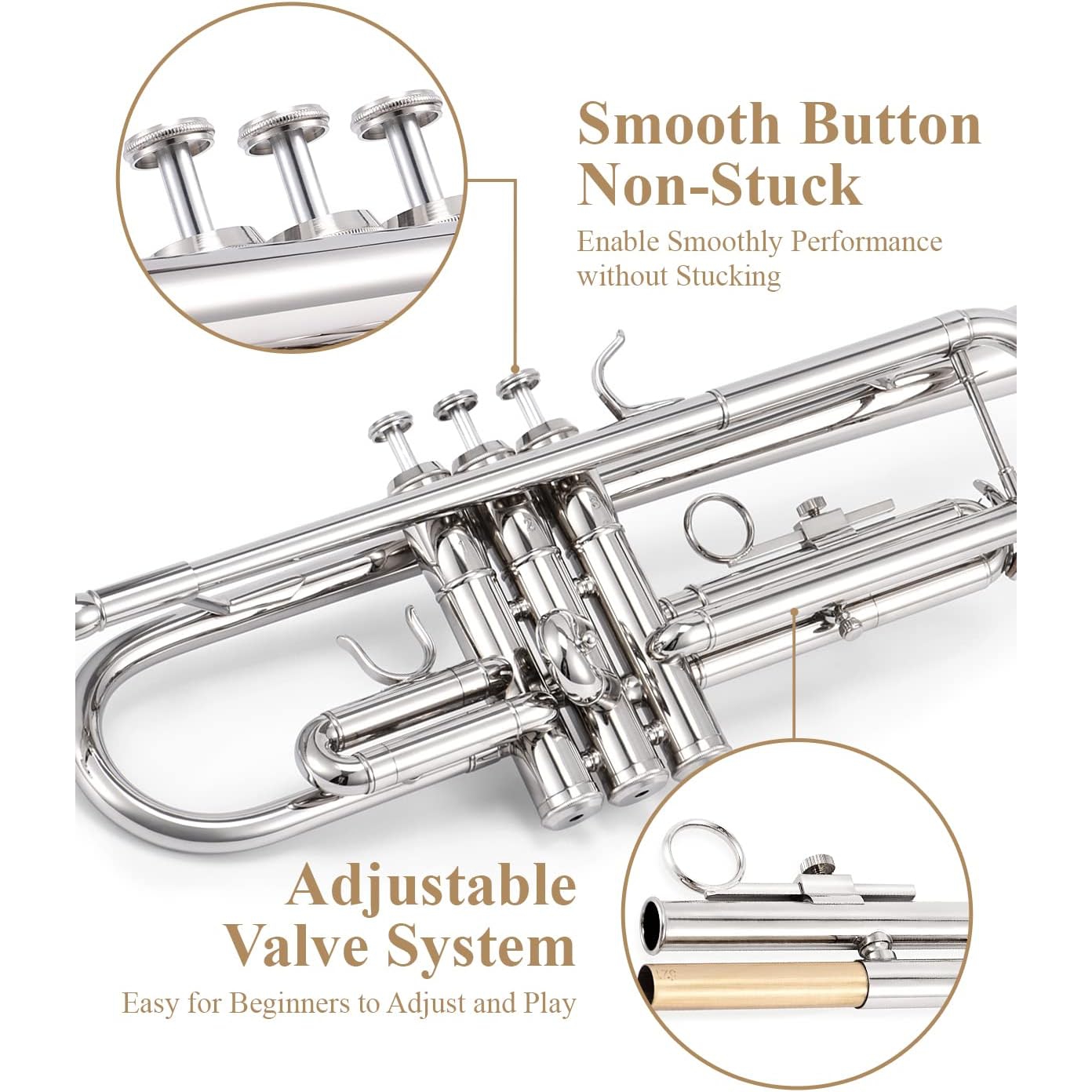 Eastar ETR-380N Standard Si Bemol Trompet (Silver) 4