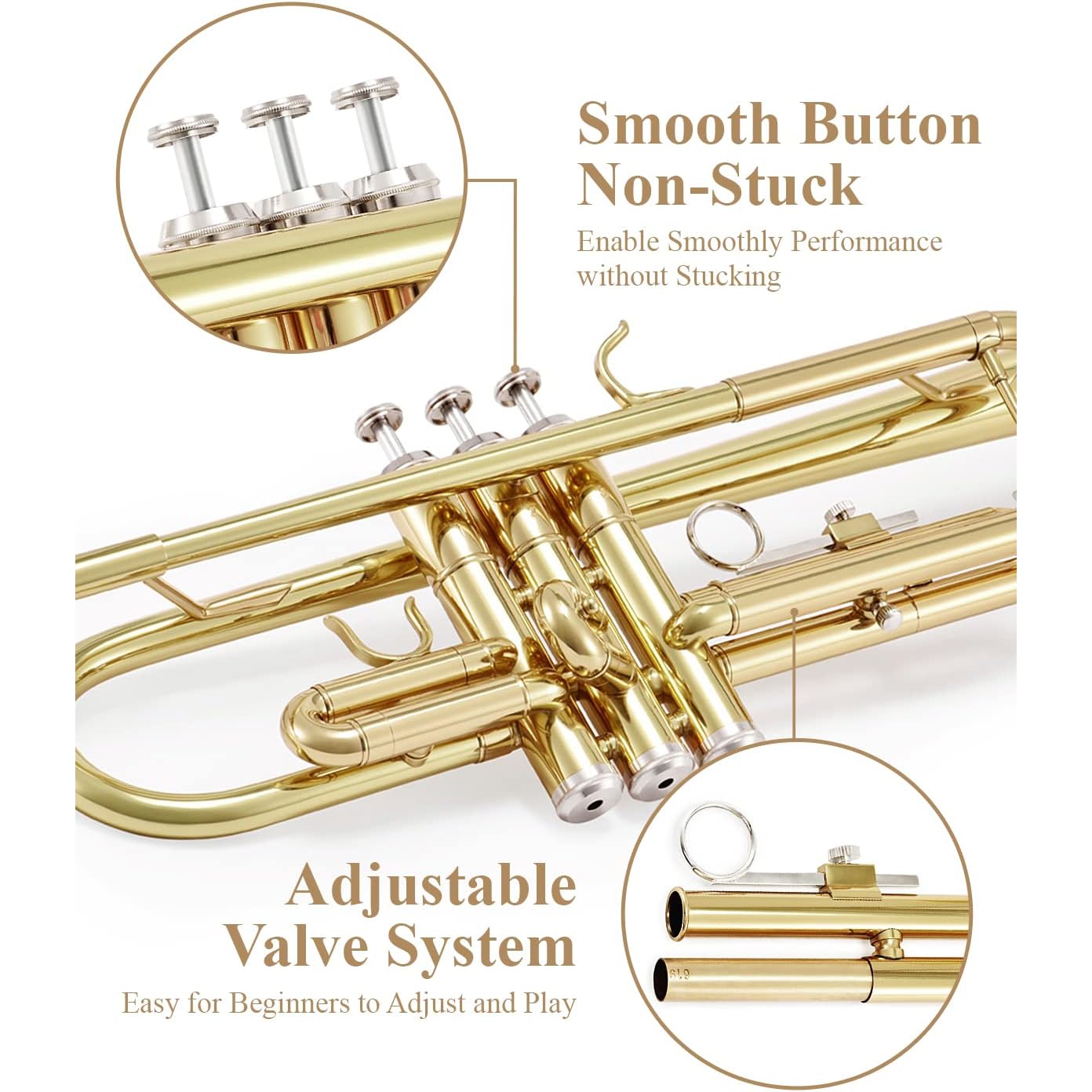 Eastar ETR-380 Standard Si Bemol Trompet (Golden) 4