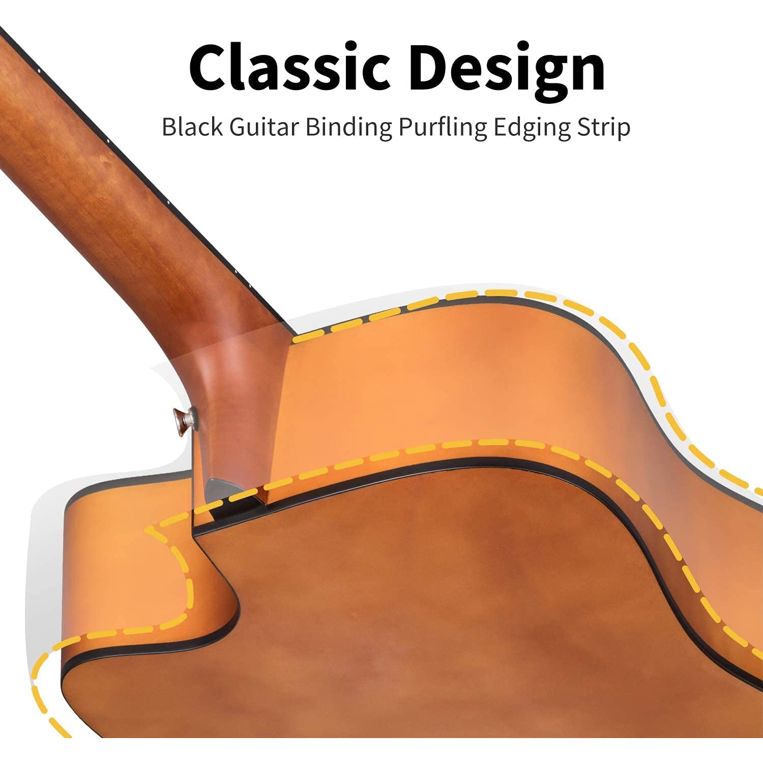 Donner DAD-140C Dreadnought Akustik Gitar Paketi (Natural) 6