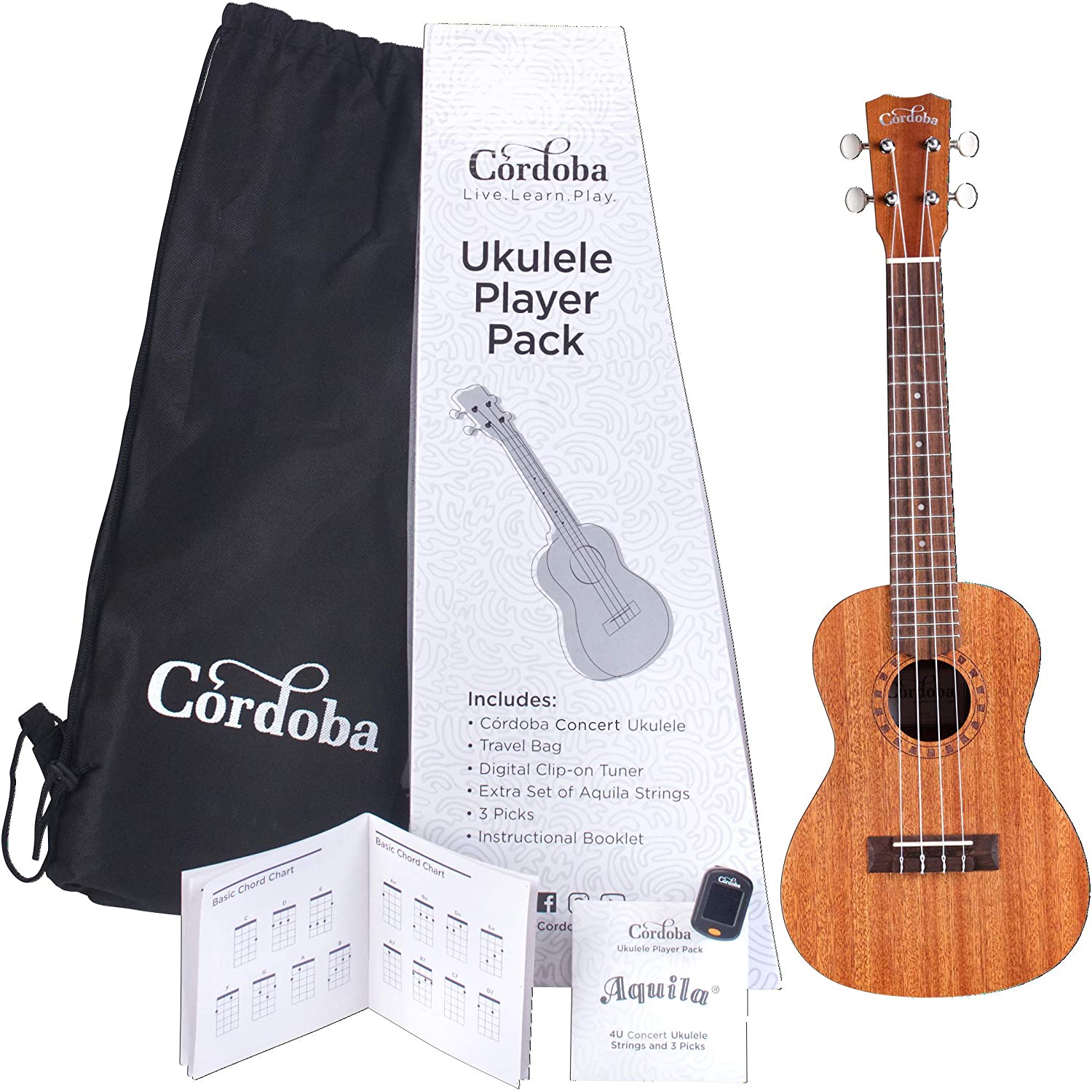 Cordoba Concert Ukulele Player Pack (Natural) 1
