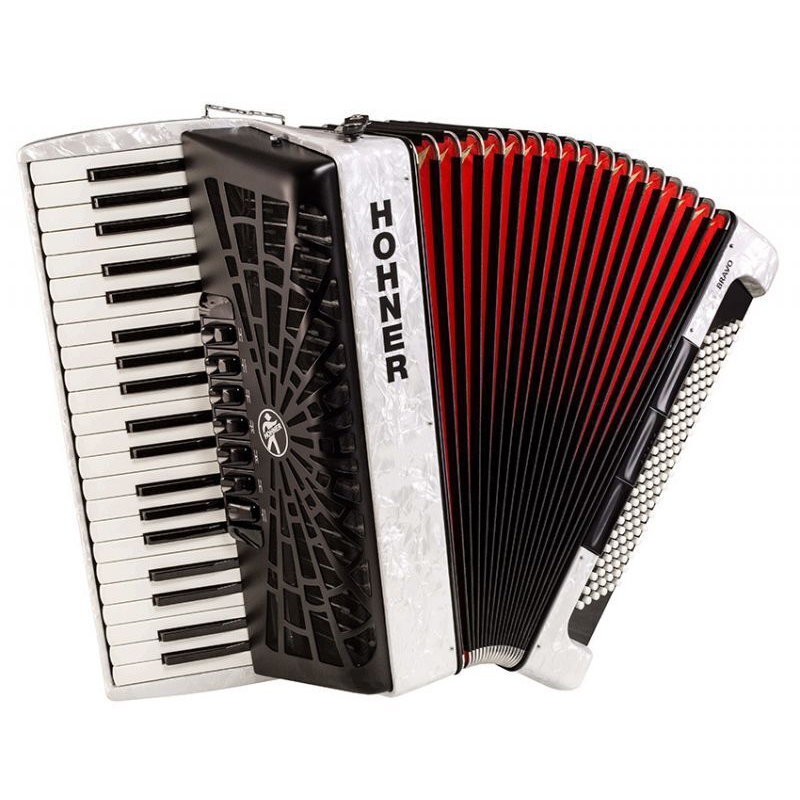 Hohner A16812 Bravo III 120 Akordiyon (White Pearl) 1