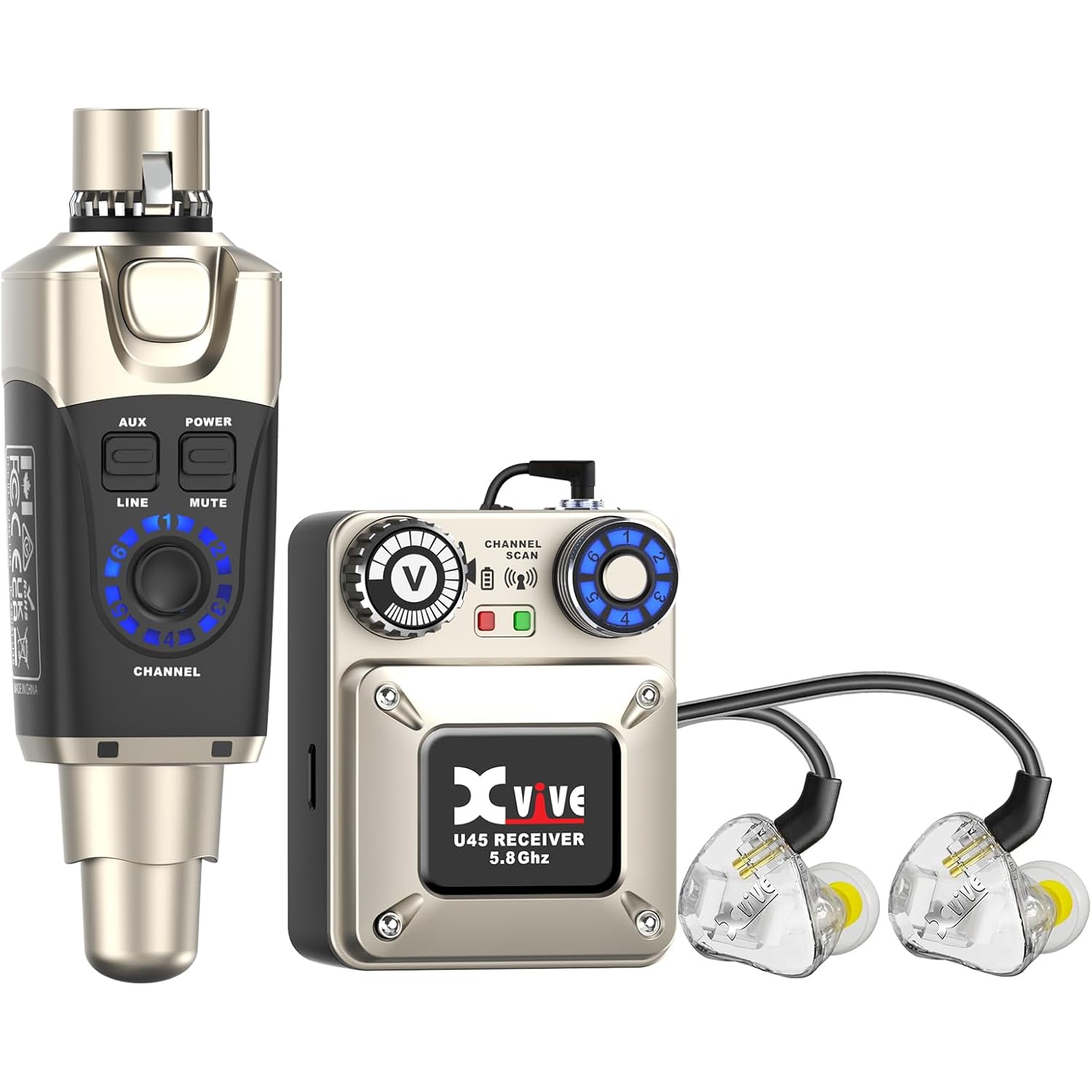 Xvive XV-U45T9 Kablosuz In-Ear Monitör Sistemi + Monitör Kulaklık içerikli Set 1