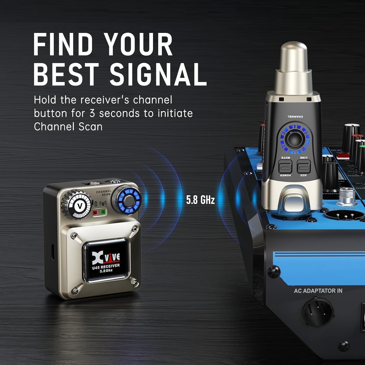 Xvive XV-U45R4 4 Alıcı + 1 Vericili Kablosuz In-Ear Monitör Sistemi 5