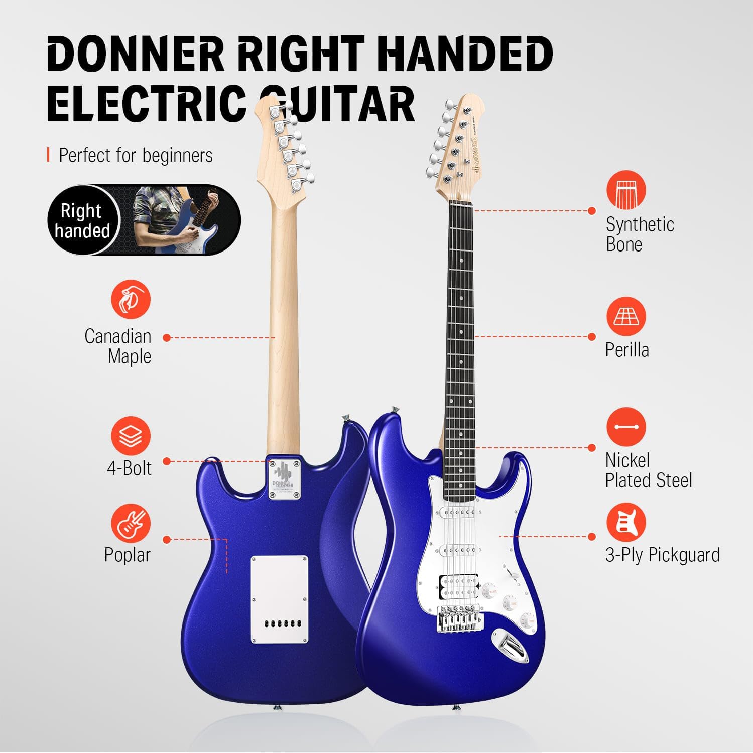 Donner DST-100L ST Elektro Gitar (Sapphire Blue) 3