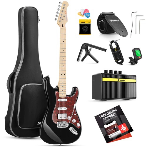 Donner DST-152 Full-Size ST Elektro Gitar Seti (Siyah) 1