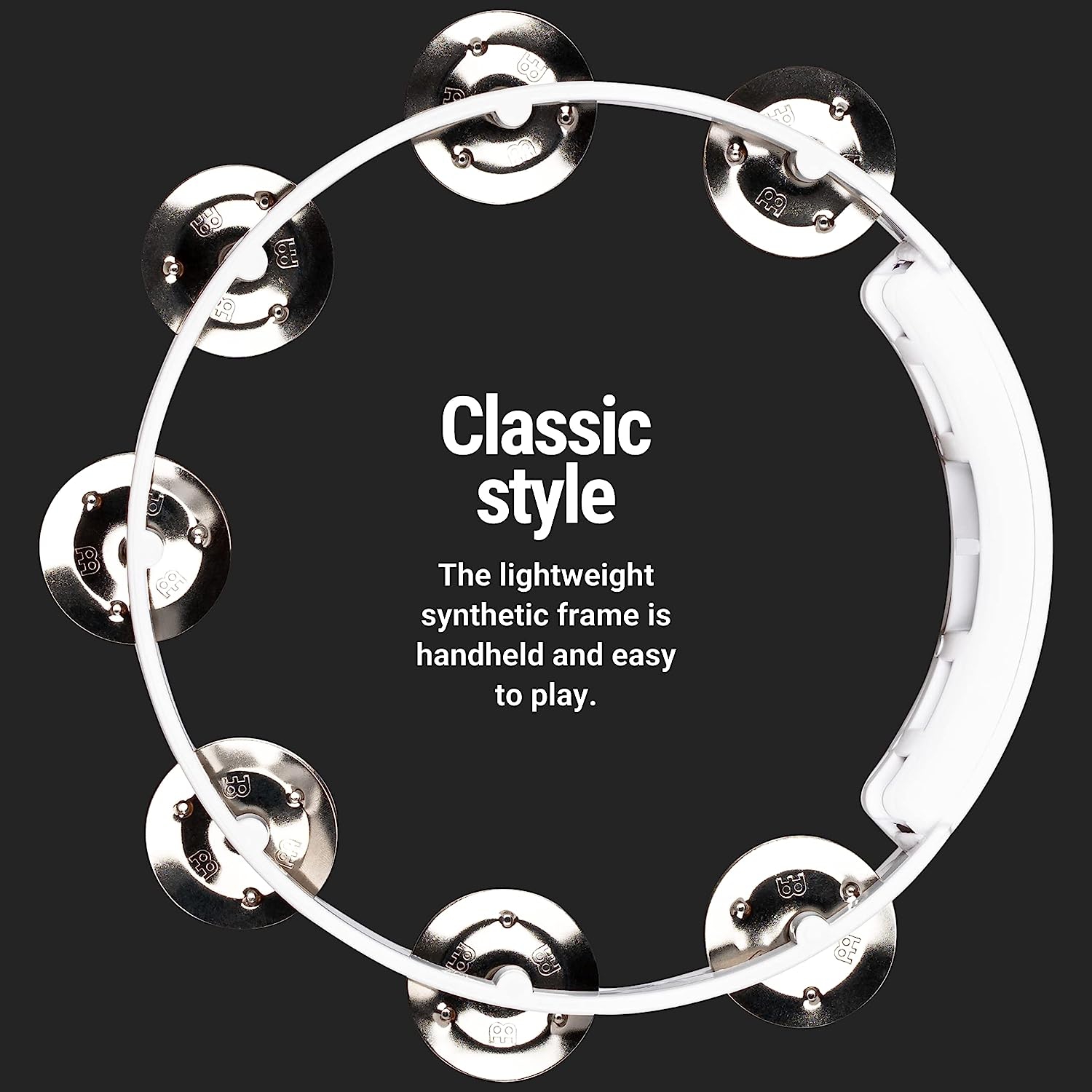 Meinl HTT8WH Stainless Steel Jingle 1-row 8" Tour Tamburin (Beyaz) 2