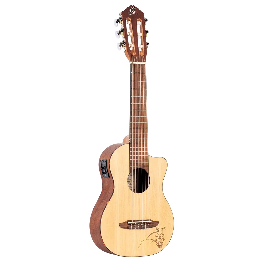 Ortega RGL5CE Elektro Klasik Travel Gitar (Laser Engraved Motif) 1