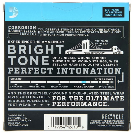DADDARIO EXL120-3D (3 SET) ELEKTRO GİTAR TEL SETİ, XL, 9-42, NICKEL W 2