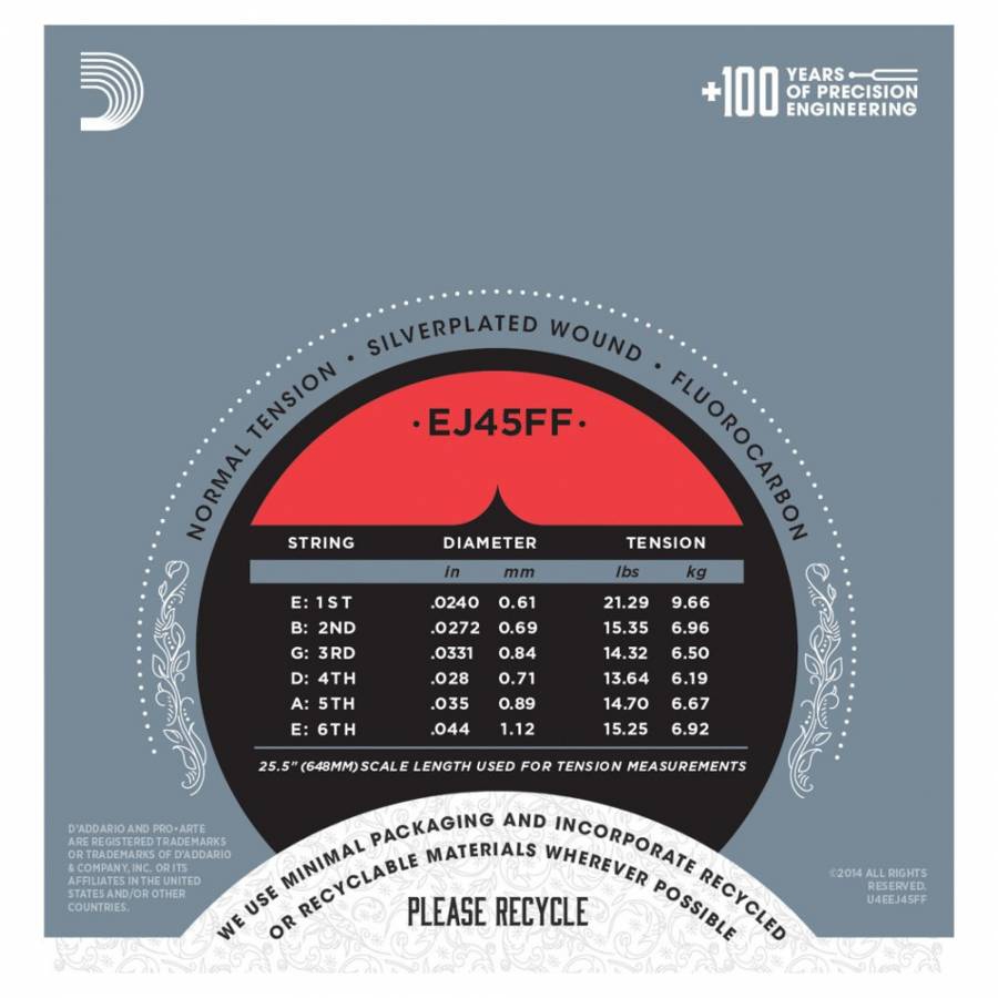 DADDARIO EJ45FF KLASİK GİTAR TEL SETİ, PRO-ARTE, CARBON TREBLES-DY 2