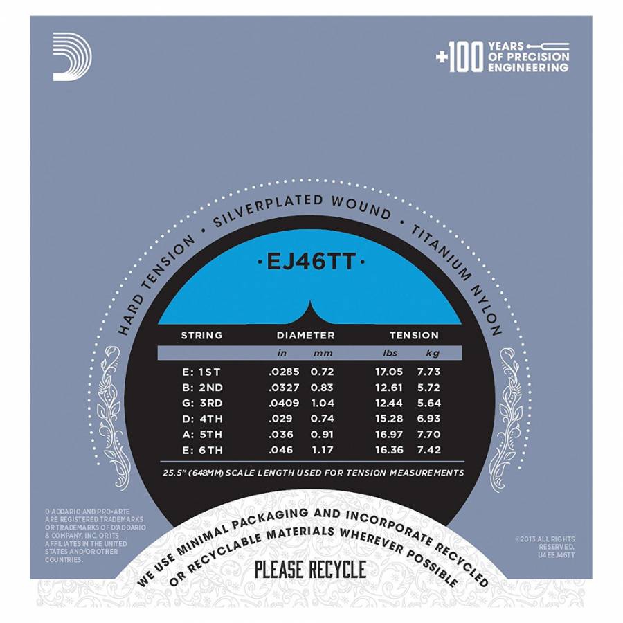 DADDARIO EJ46FF KLASİK GİTAR TEL SETİ, PRO-ARTE, CARBON TREBLES-DY 2