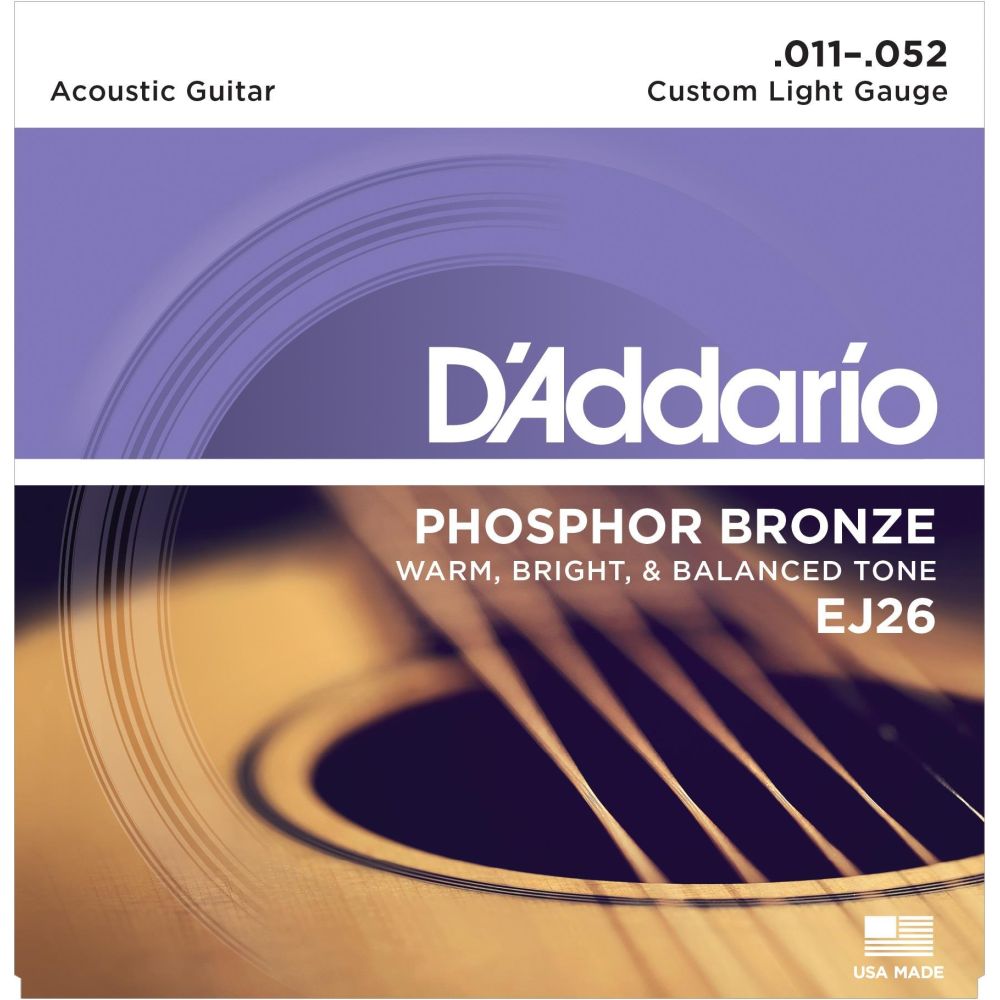 DADDARIO EJ26 AKUSTİK GİTAR TEL SETİ, 11-52, PHOSPHOR BRONZE, CUSTOM LIGHT 2