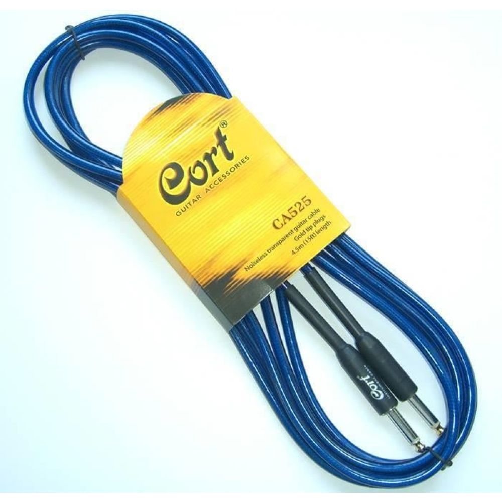 GİTAR KABLO GÜRÜLTÜSÜZ 5M (NOISLESS), ŞEFFAF MAVİ, 2