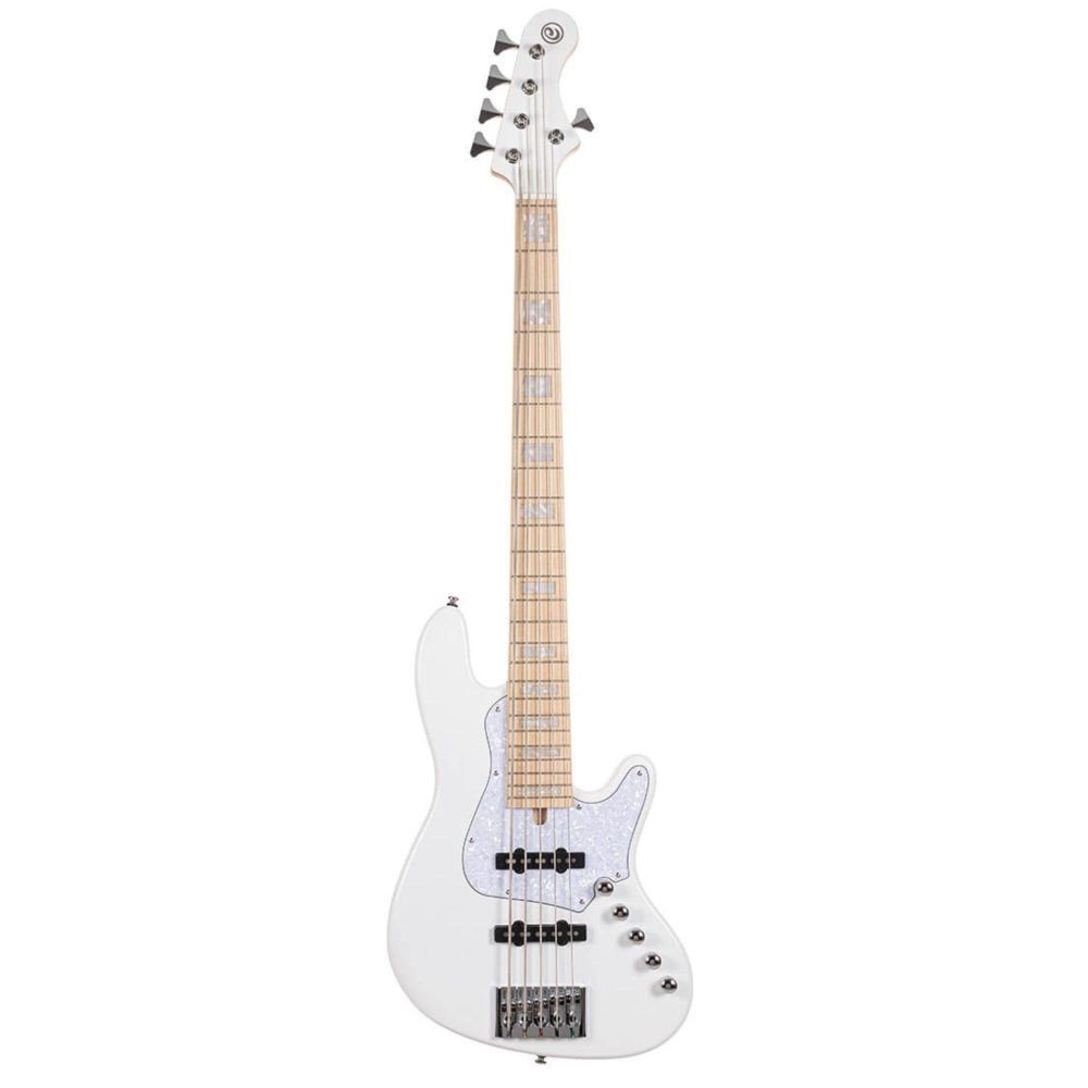 Cort NJS5WHT bass gitar, 5 telli, çantalı, beyaz 2