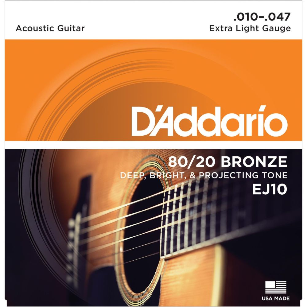 DADDARIO EJ10 AKUSTİK GİTAR TEL SETİ, 10-47, 80/20 BRONZE, EXTRA LIGHT 2