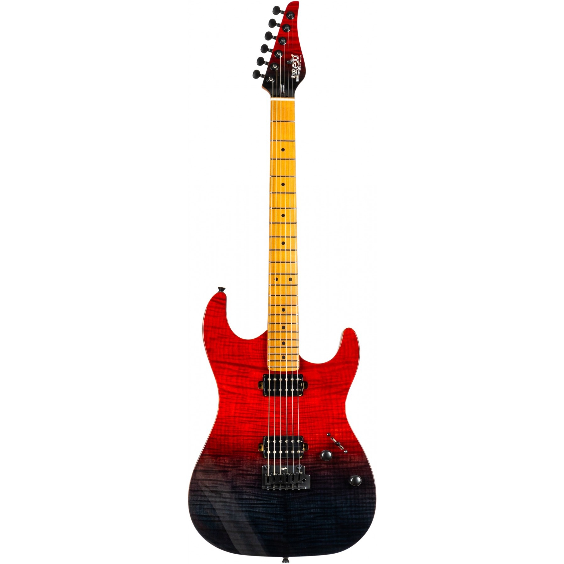 Jet JS-1000 Vulcano HH Elektro Gitar (Flamed Transparent Red) 1