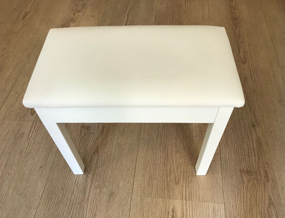 CREMONIA PTCWH PİYANO TABURESİ BEYAZ SANDIKLI MASİF AYAKLI 1