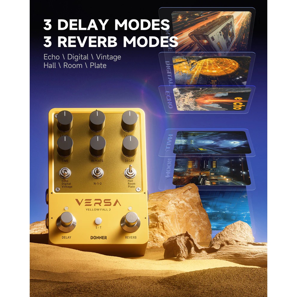 Donner Versa - Yellow Fall II 3x3 Reverb ve Delay Pedalı 4