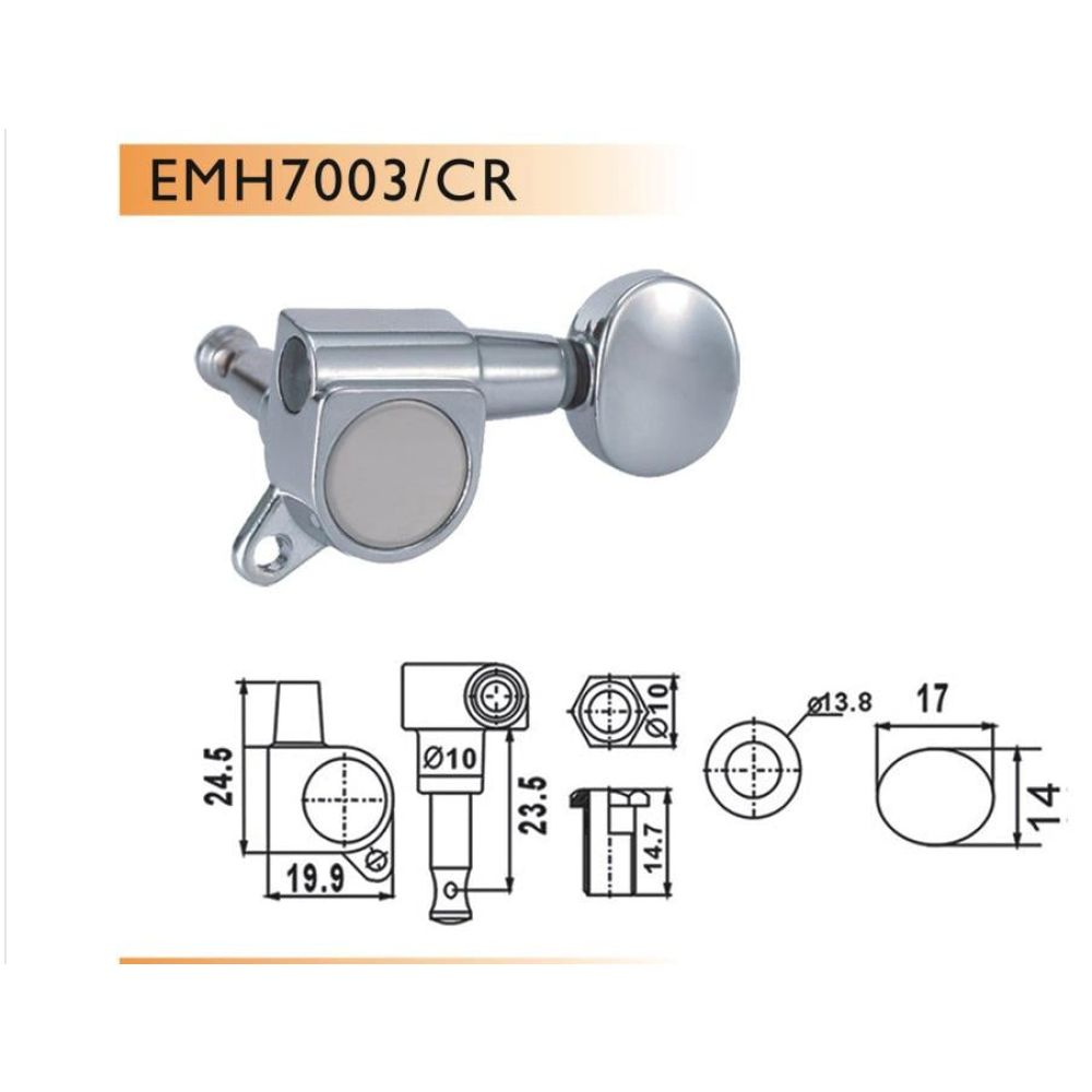VALENCIA EMH7003CRR6 ELEKTRO GİTAR BURGUSU, 6\'LI SET, SAĞ, KROM, YUVARLAK 2