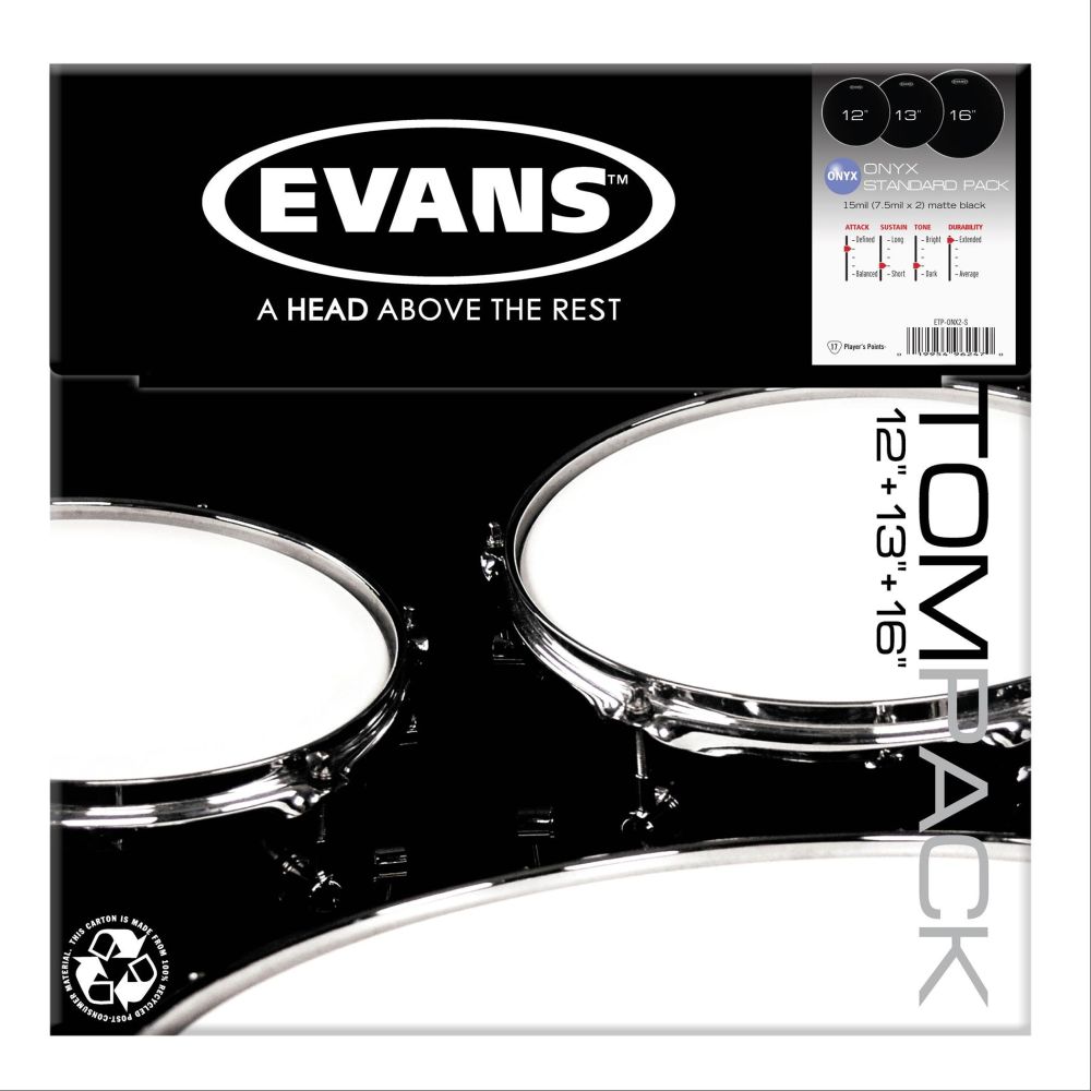 Evans Etp-Onx2-S Deri Seti (12+13+16) Tom Kumlu Siyah Standart Kit 4