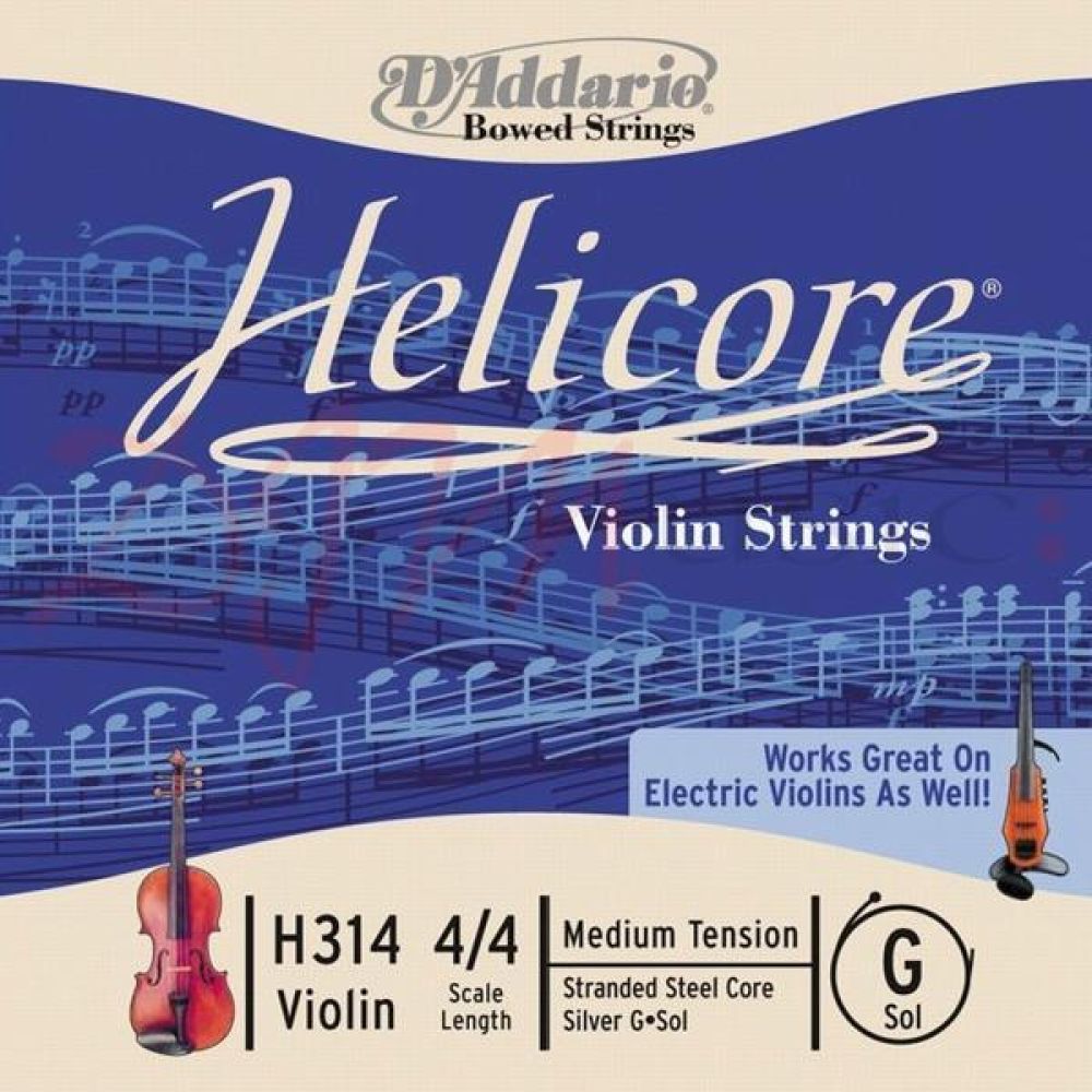 Daddario H314 Keman Tek Tel, Helicore, 4/4, G (Sol), Medium 3