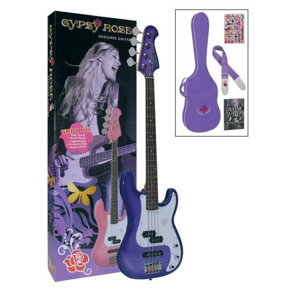 Valencia Grb1kcpp Bass Gitar Gypsy Rose Set Mor 3