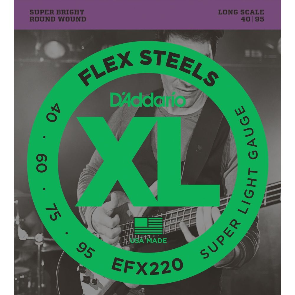 D’Addario EFX220 Bass Gitar Tel Seti FlexSteels Super Light 3