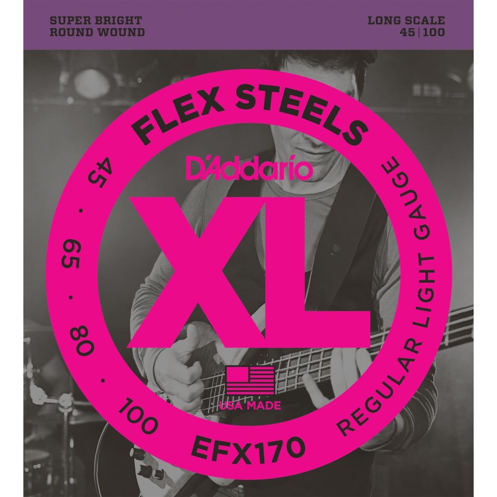 D’Addario EFX170 Bass Gitar Tel Seti FlexSteels Regular Light 3