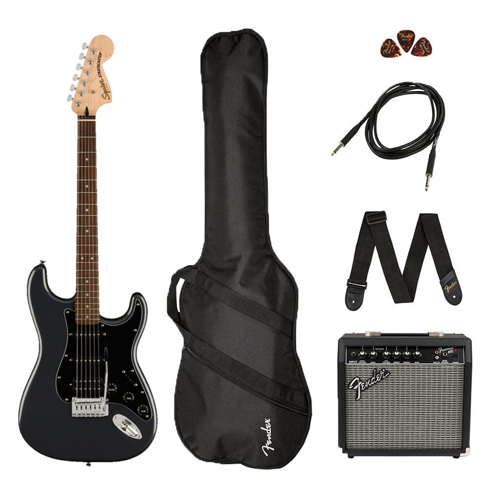 Squier Affinity Stratocaster HSS Laurel Klavye Charcoal Frost Metallic 15G Elektro Gitar Seti 2