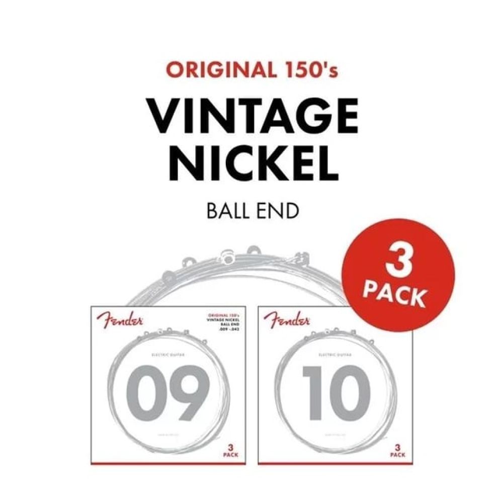 Fender Original 150 Pure Nickel Wound Ball End 150L .009-.042 3lü Paket Elektro Gitar Teli 2