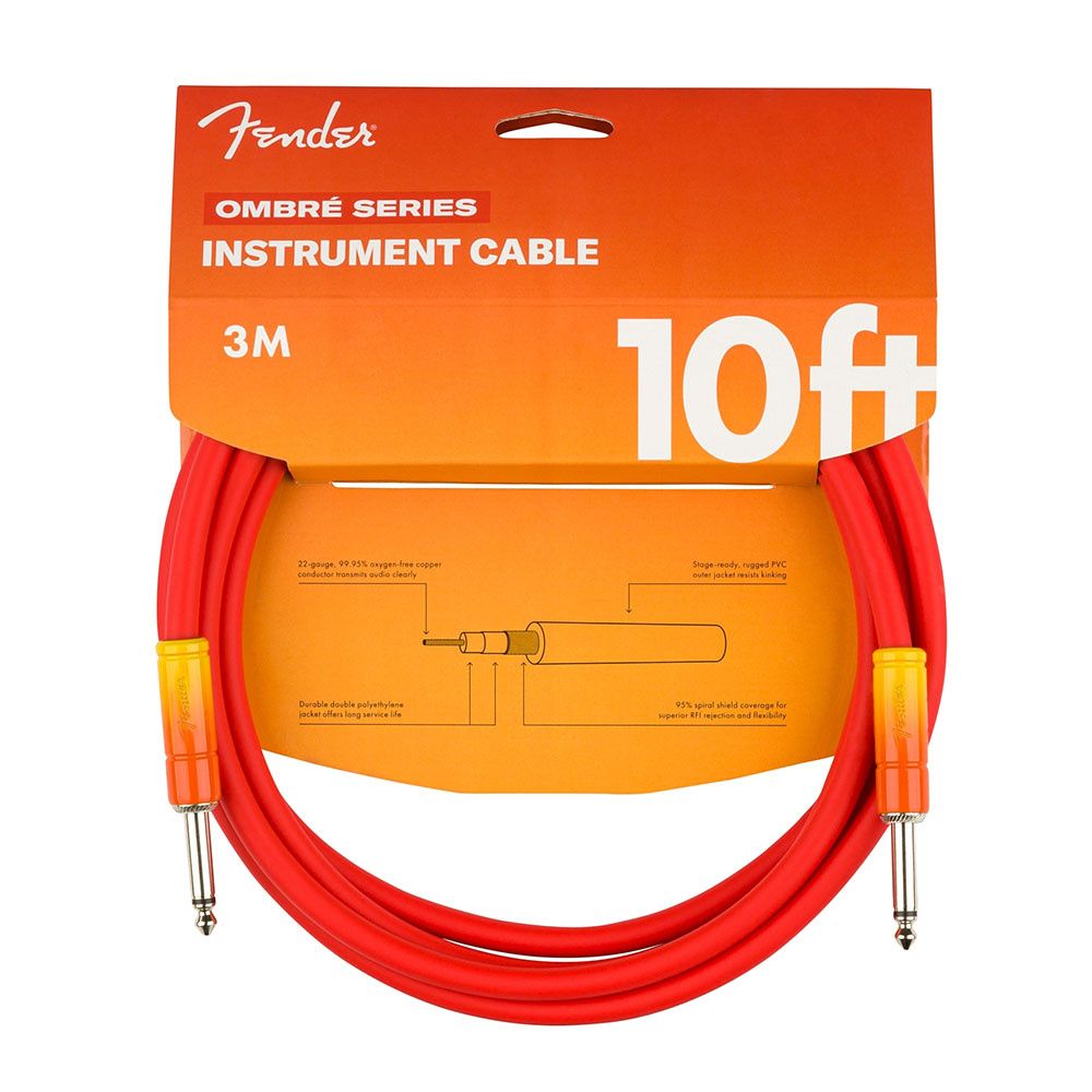 Fender Ombré Düz/Düz Uçlu 3m Tequila Sunrise Enstrüman Kablosu 3