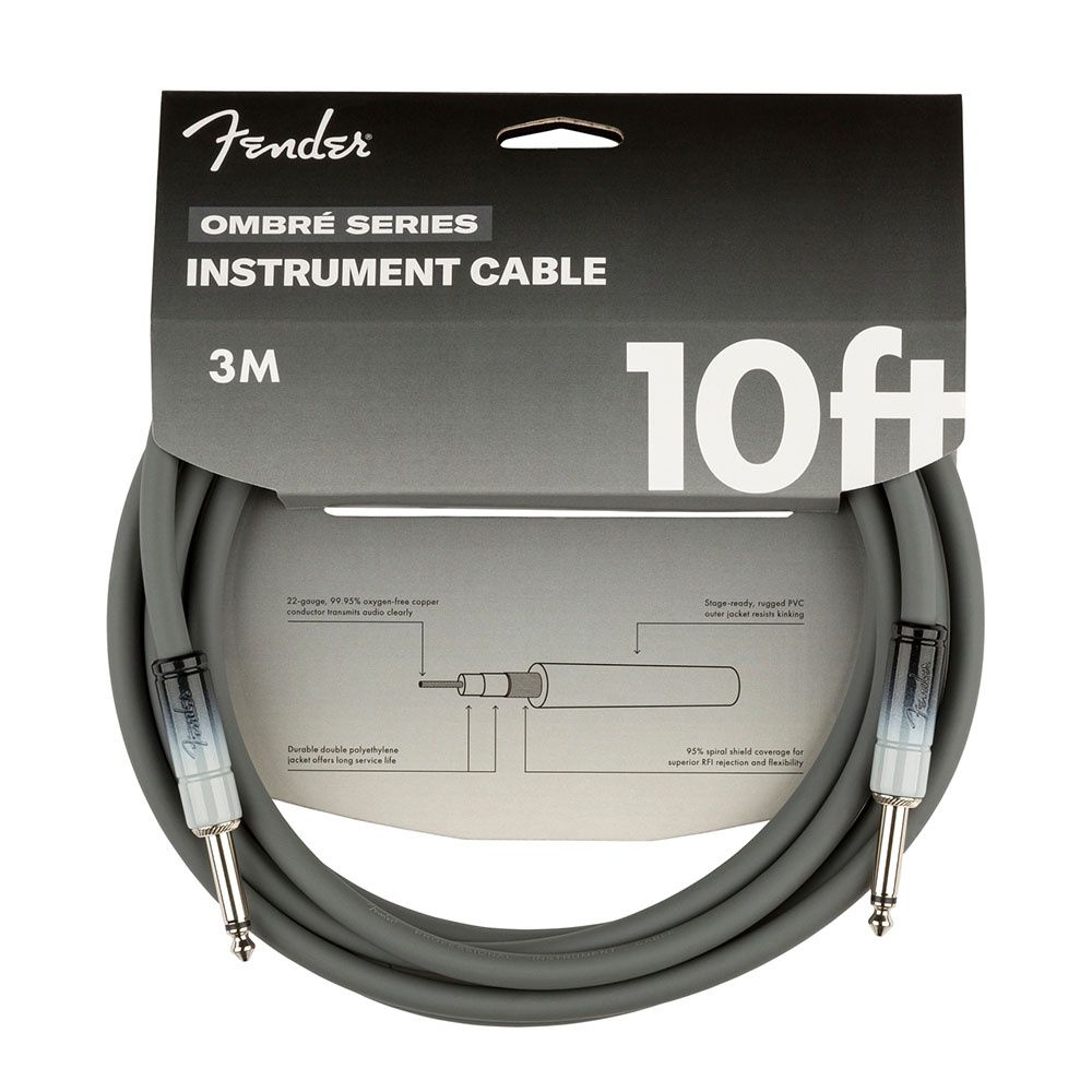 Fender Ombré Düz/Düz Uçlu 3m Silver Smoke Enstrüman Kablosu 3