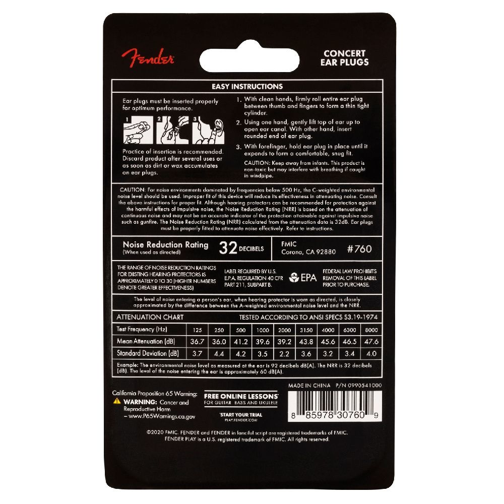 Fender Concert Ear Plugs 10 Pair Daphne Blue Kulak Tıkacı 3