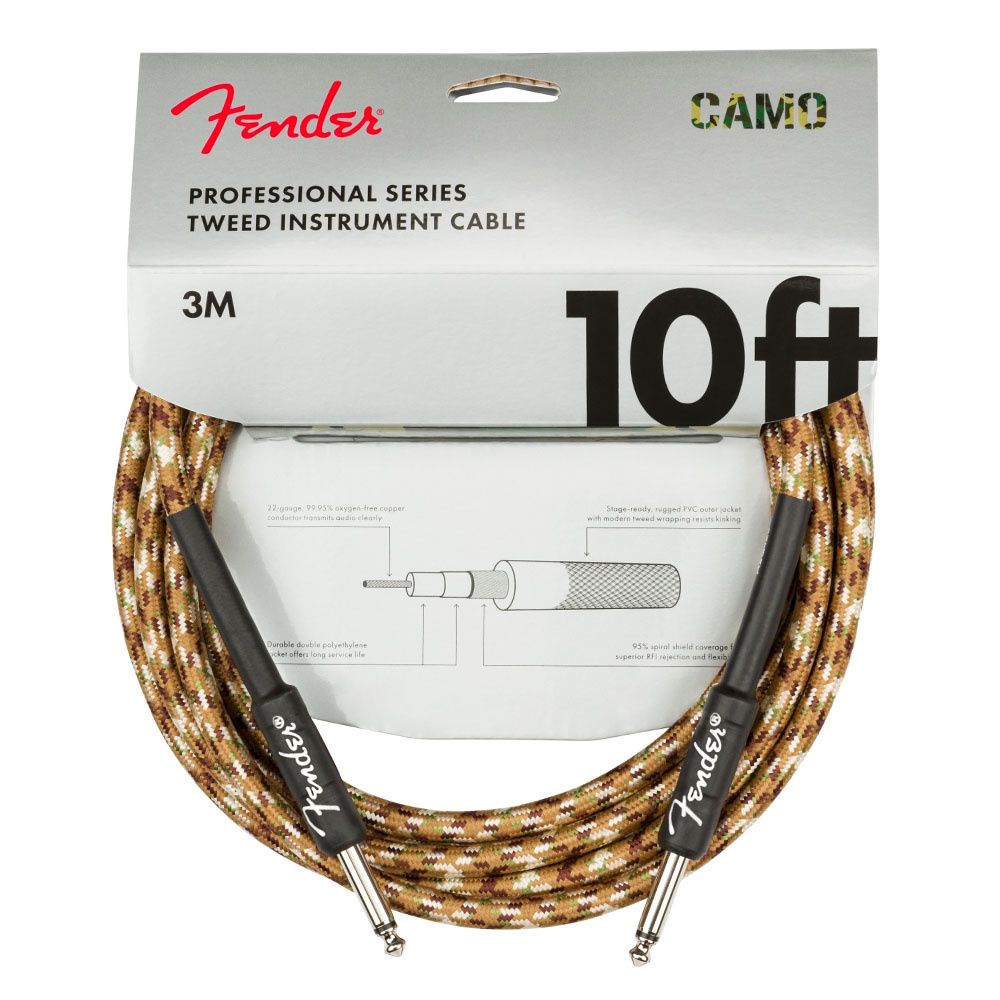 Fender Professional Düz/Düz Uçlu 3m Desert Camo Enstrüman Kablosu 2