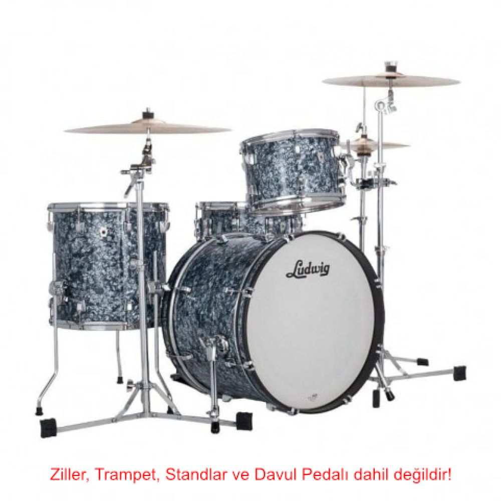 Ludwig Neusonic Downbeat Steel Blue Pearl Davul Shell Set 2
