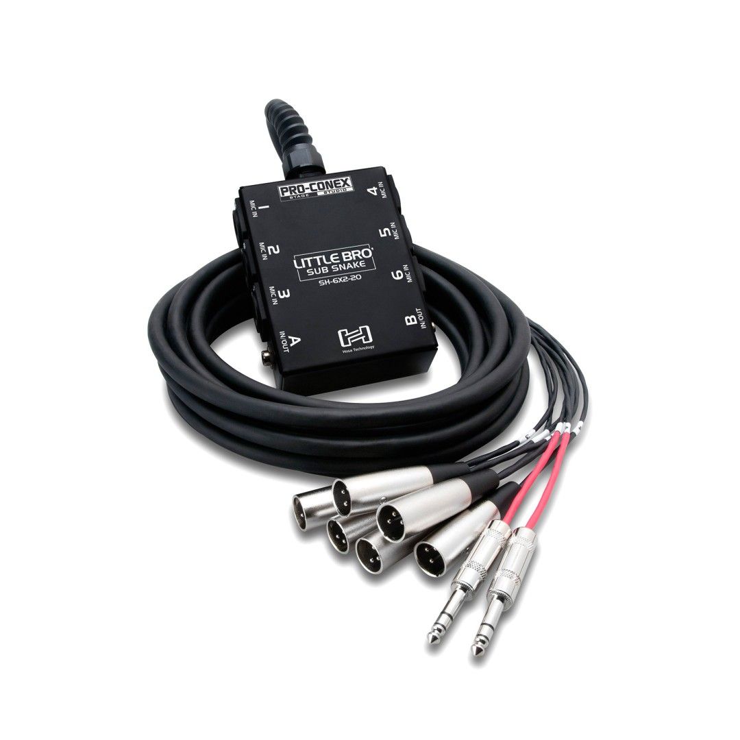 Hosa Little Bro Sub Snake, 6 x XLR ve 2 x 1/4" TRS, 9m (SH-6X2-30) 1