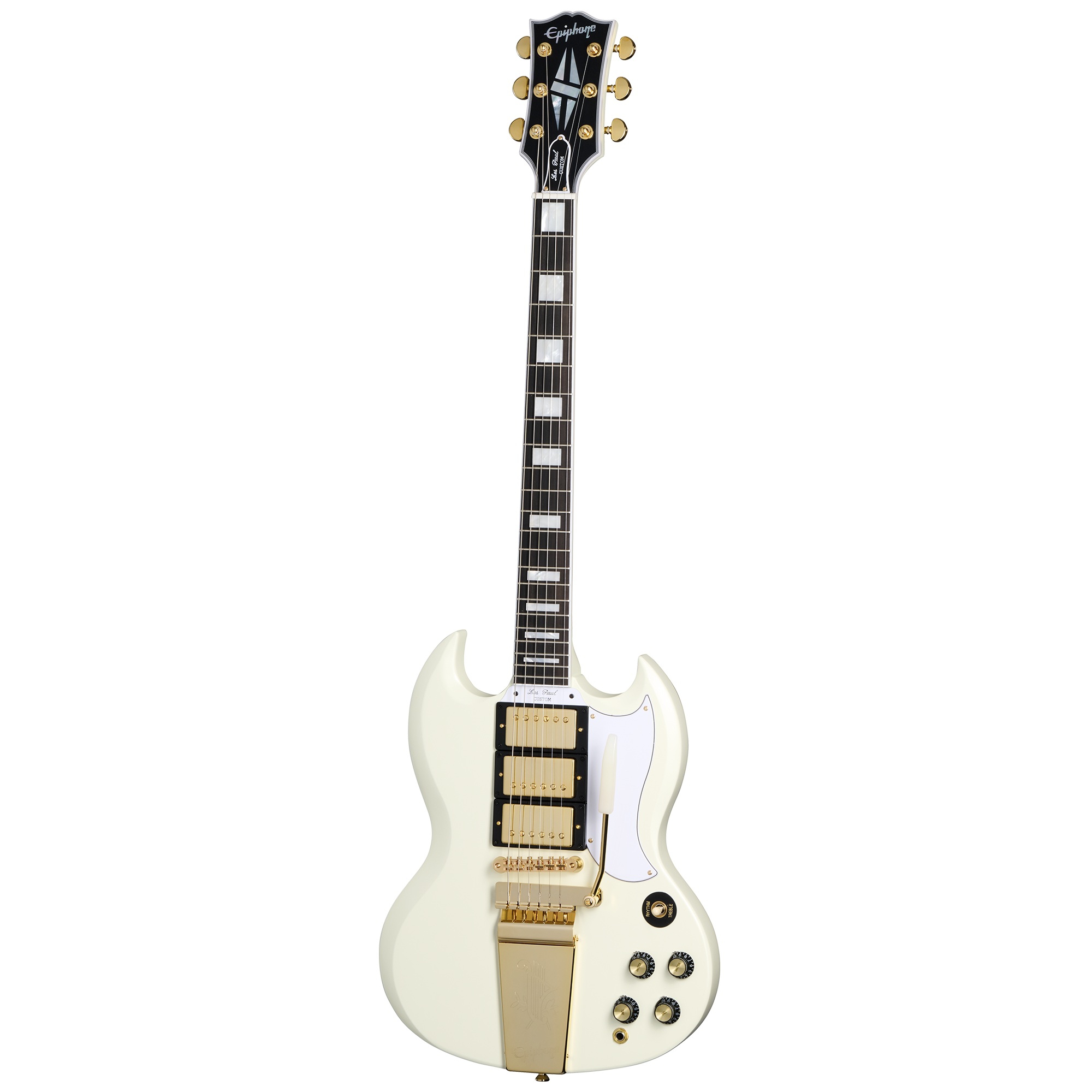 Epiphone 1963 Les Paul SG Custom Maestro Vibrola Elektro Gitar (Classic White) 1