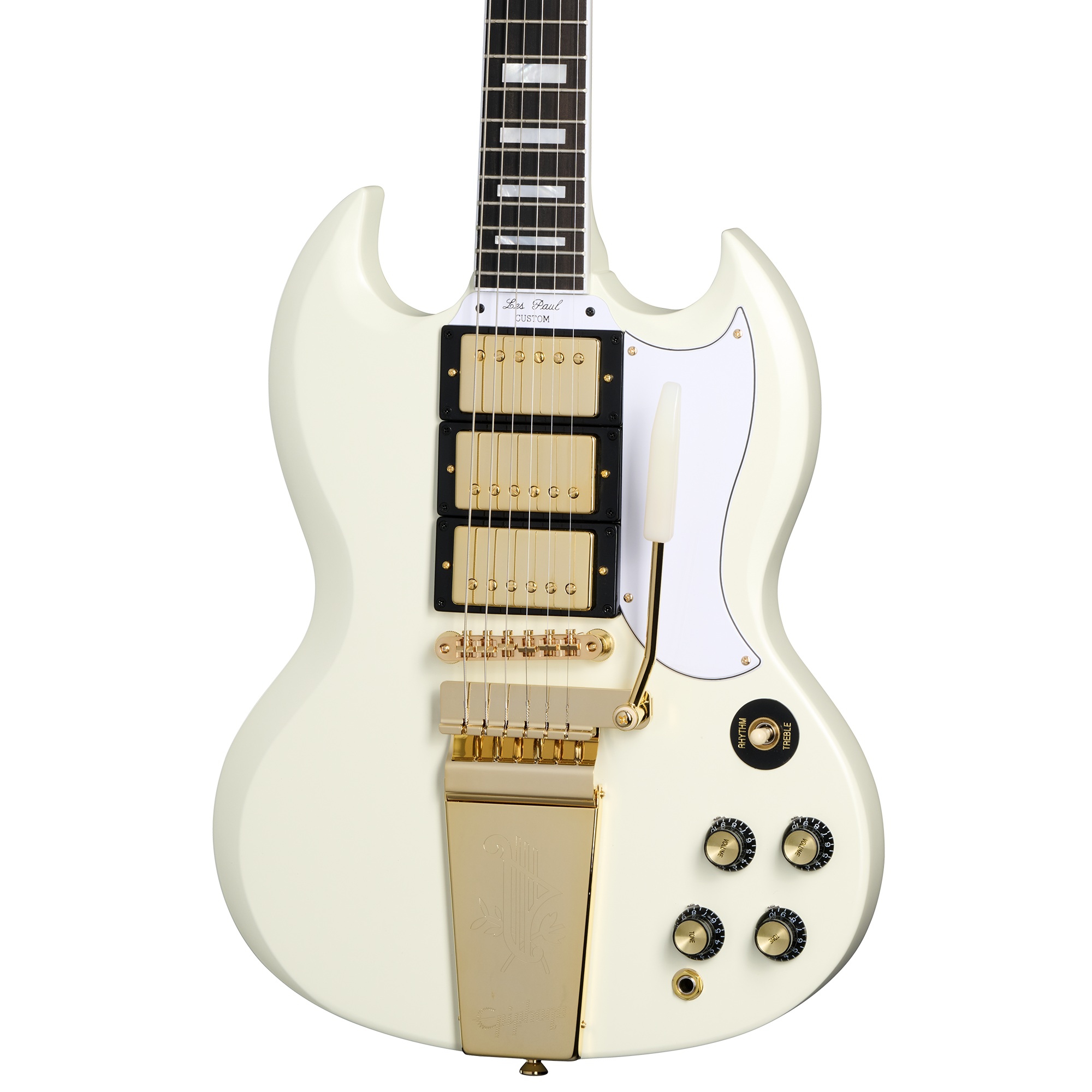Epiphone 1963 Les Paul SG Custom Maestro Vibrola Elektro Gitar (Classic White) 3