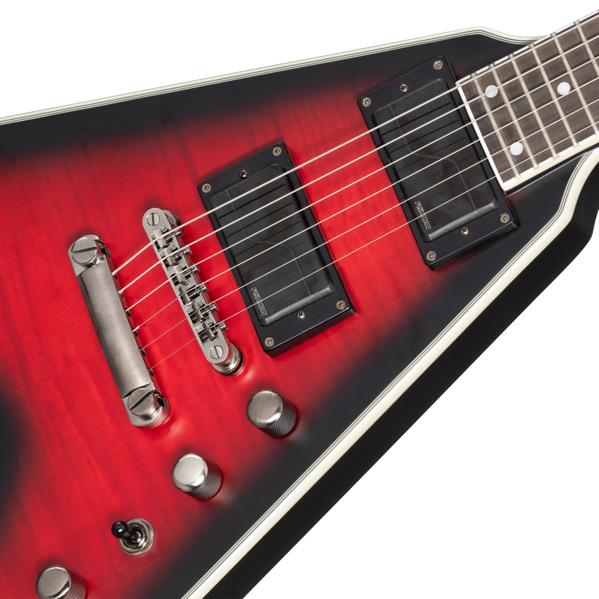 Epiphone Dave Mustaine Prophecy Flying V Figured Elektro Gitar (Aged Dark Red Burst) 2