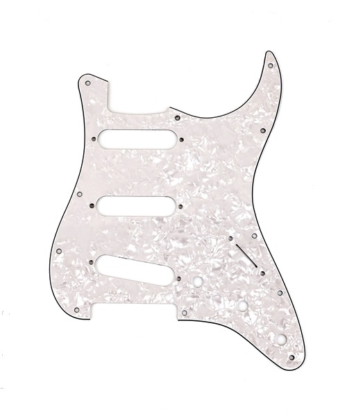 Fender Pickguard Stratocaster S/S/S 11-Hole Mount White Pearl 4-Ply Pickguard 2